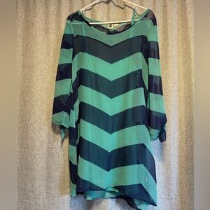 Roxy Teal and Navy 3/4 sleeve mini dress